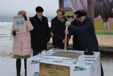 Laying the foundation stone for the construction of the dairy in Aristovo village