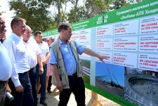 Laying the foundation stone for the construction of Olgino dairy