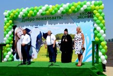 Laying the foundation stone for the construction of Olgino dairy