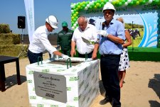 Laying the foundation stone for the construction of Olgino dairy